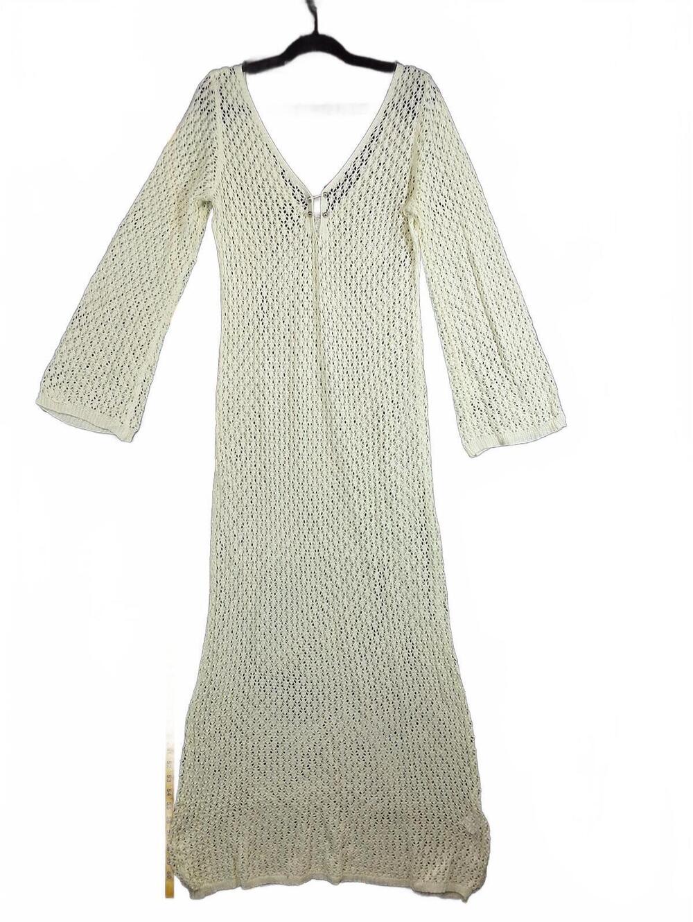 Cream Crochet Knit Maxi Dress - Boho Chic Vibes Small
